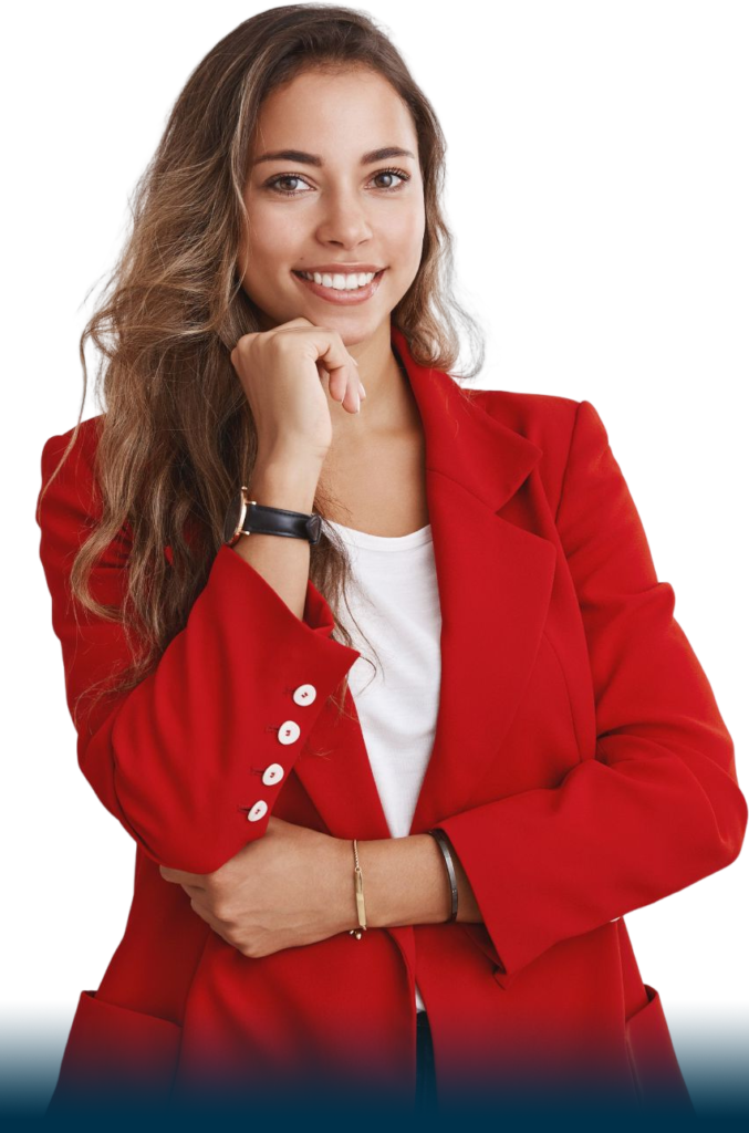 Successful Good Looking Office Manager Wearing Red Jacket Holding Hand Jawline Self Assured Pose Smiling Feeling Assured Deal Be Sign Standing Confident Working Healthy Office Environment - Acontec Contabilidade - Escritório Contábil no RIo de Janeiro - RJ